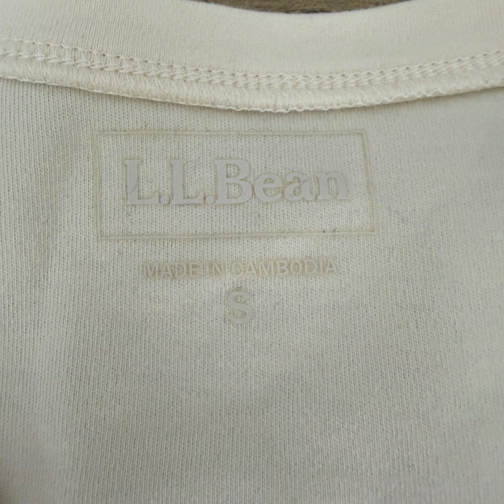 LL Bean Womens Cream V-Neck Short Sleeve 100% Cotton T-Shirt Size S 0BJV8 - Picture 2 of 7